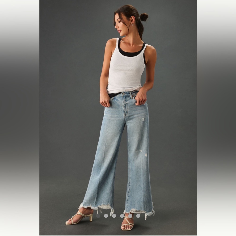 Pistola Loretta Raw-Hem High-Rise Wide-Leg Jeans